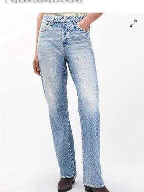 rag & bone Faded Light Blue Straight Leg Jeans